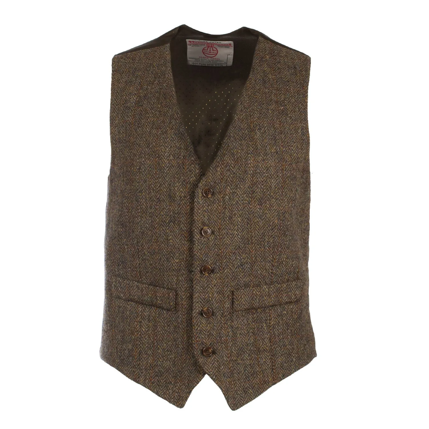 Men's Harris Tweed Lewis Waistcoat  Brown Herringbone