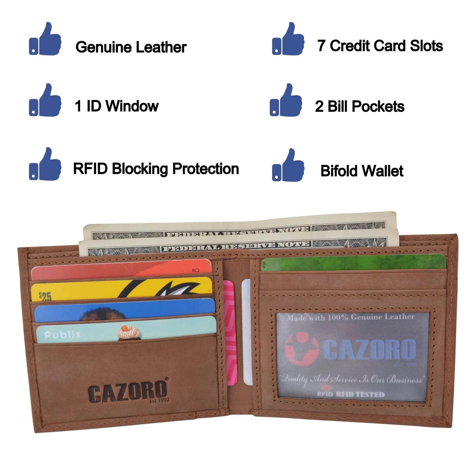 Mens Slim Bifold Wallet RFID Blocking Front Pocket Wallets for Men USA Stars & Stripes Minimalist