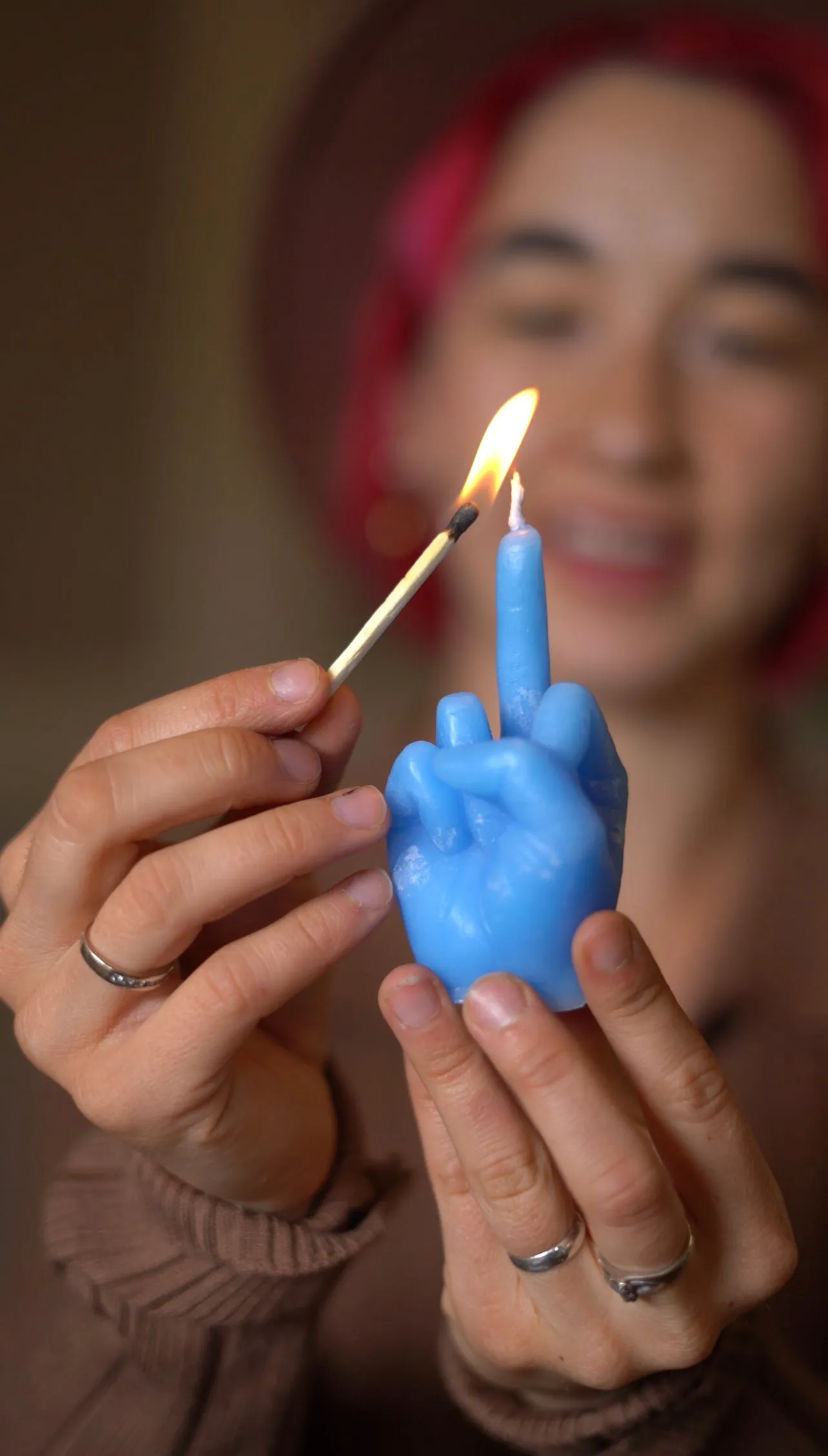 Middle Finger Candle  FLIP OFF sign wax art, protest, defiance, expression, humor, statement, controversy, bold, irreverent, dissent, unconventional art