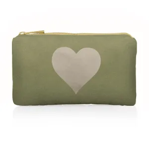 Mini Zipper Pack in Shimmer Olive Green with Golden Heart