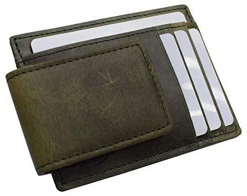 Money Clip Leather Wallet For Men Slim Front Pocket RFID Blocking with Super Strong Magnetic RFID910EHU