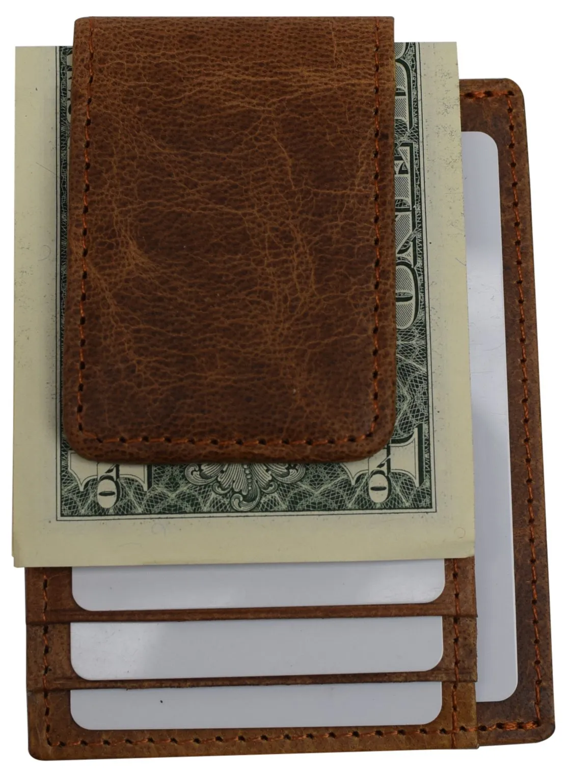 Money Clip Leather Wallet For Men Slim Front Pocket RFID Blocking with Super Strong Magnetic RFID910EHU