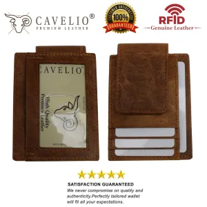 Money Clip Leather Wallet For Men Slim Front Pocket RFID Blocking with Super Strong Magnetic RFID910EHU