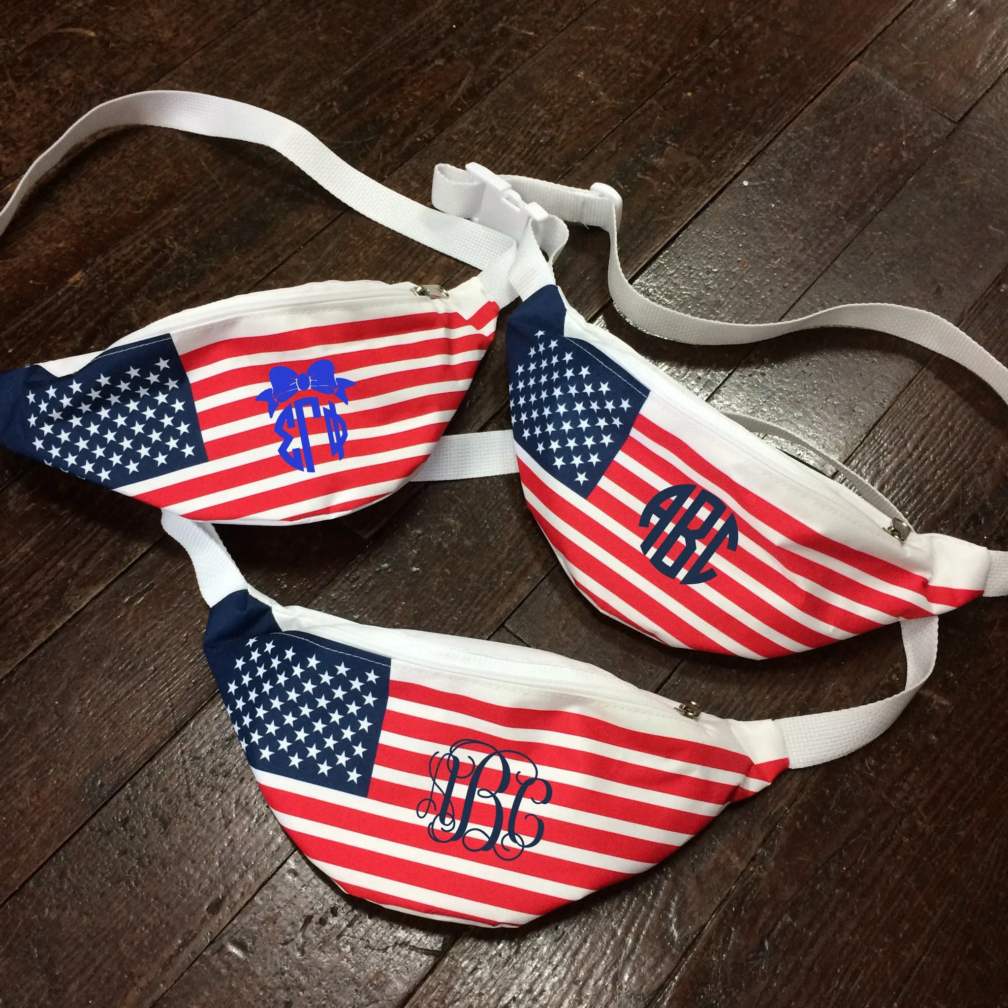 Monogrammed American Flag Fanny Pack