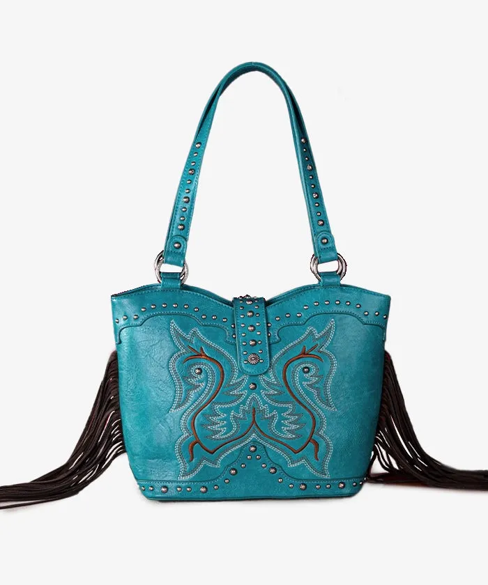 Montana West Embroidered Fringe Concealed Carry Tote