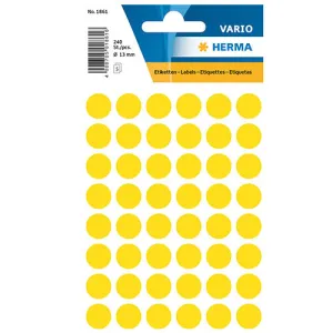 Multi-purpose Labels Round 13mm Yellow (1861)