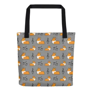 Music Notes Corgi Tote Bag