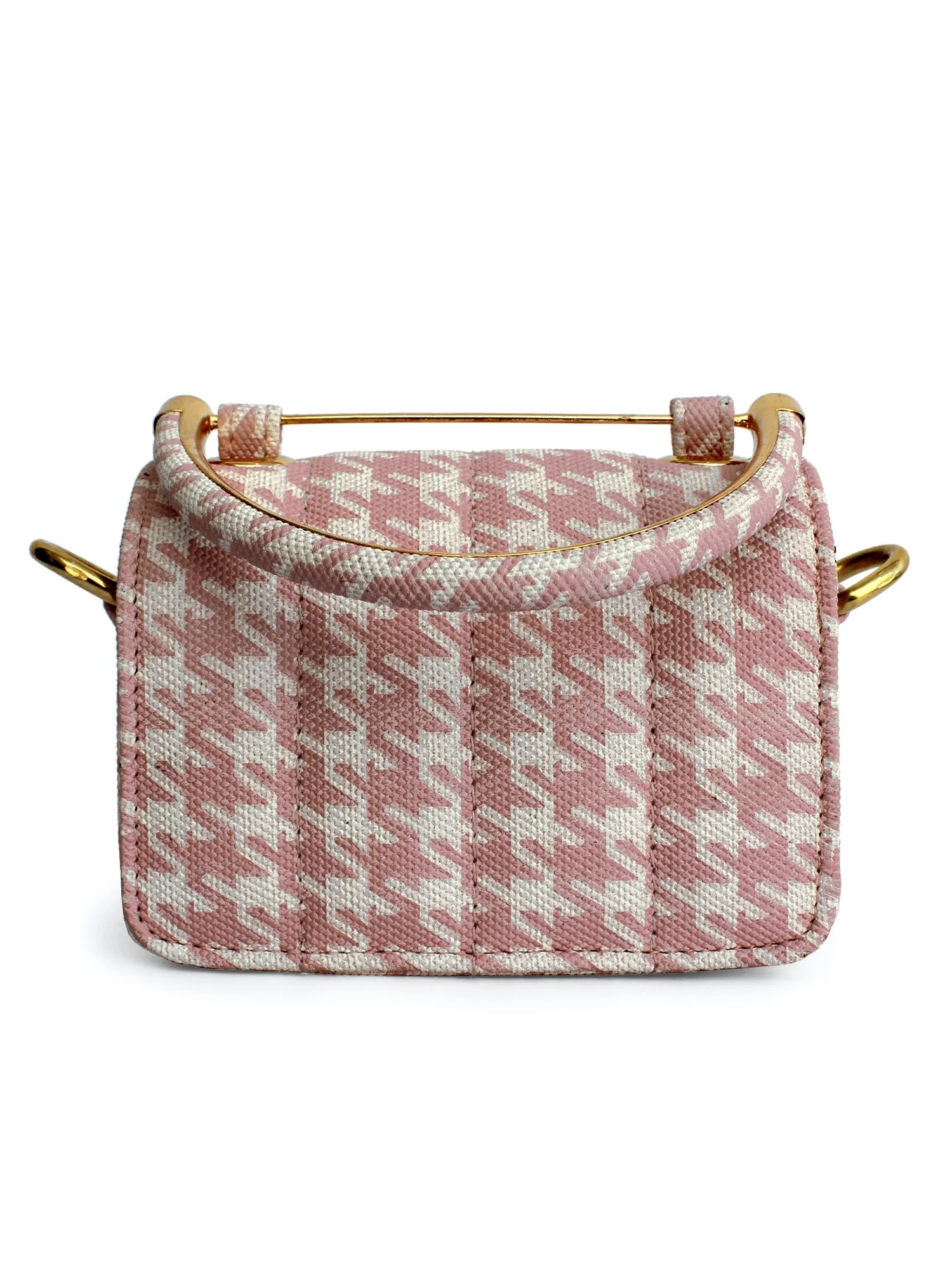 Nano Pink & White Houndstooth Mini Box Bag | Modern Myth