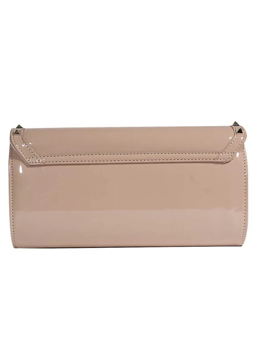 Nude Studded Clutch Bag