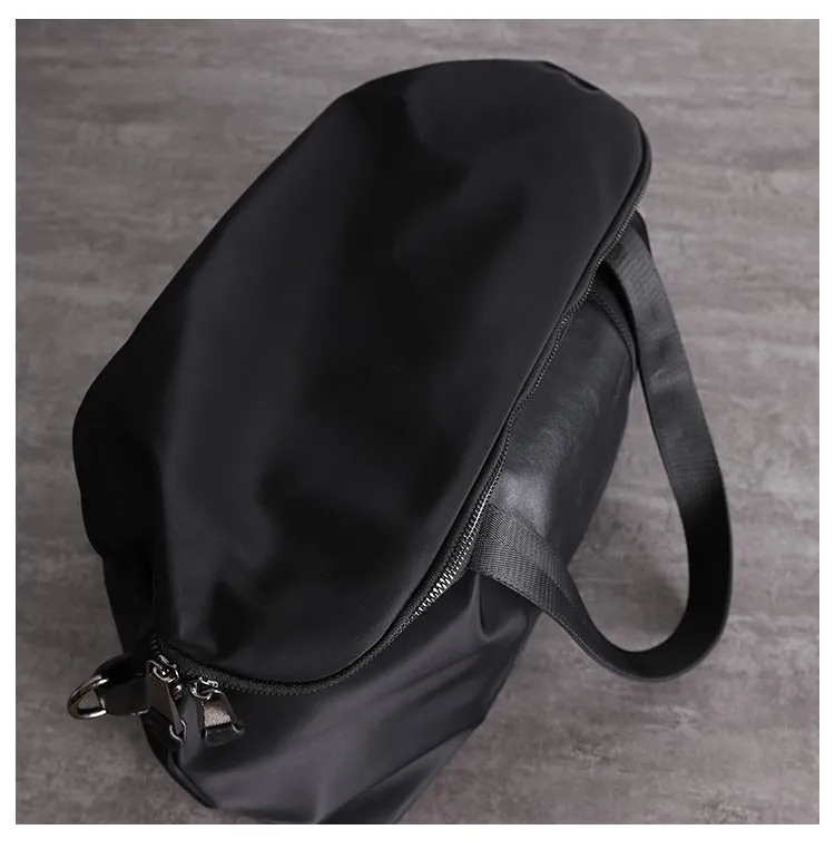 Nylon Leather Gym Handbag Purse Womens Black Nylon Shoulder Bag Nylon Travel Purse for Ladies