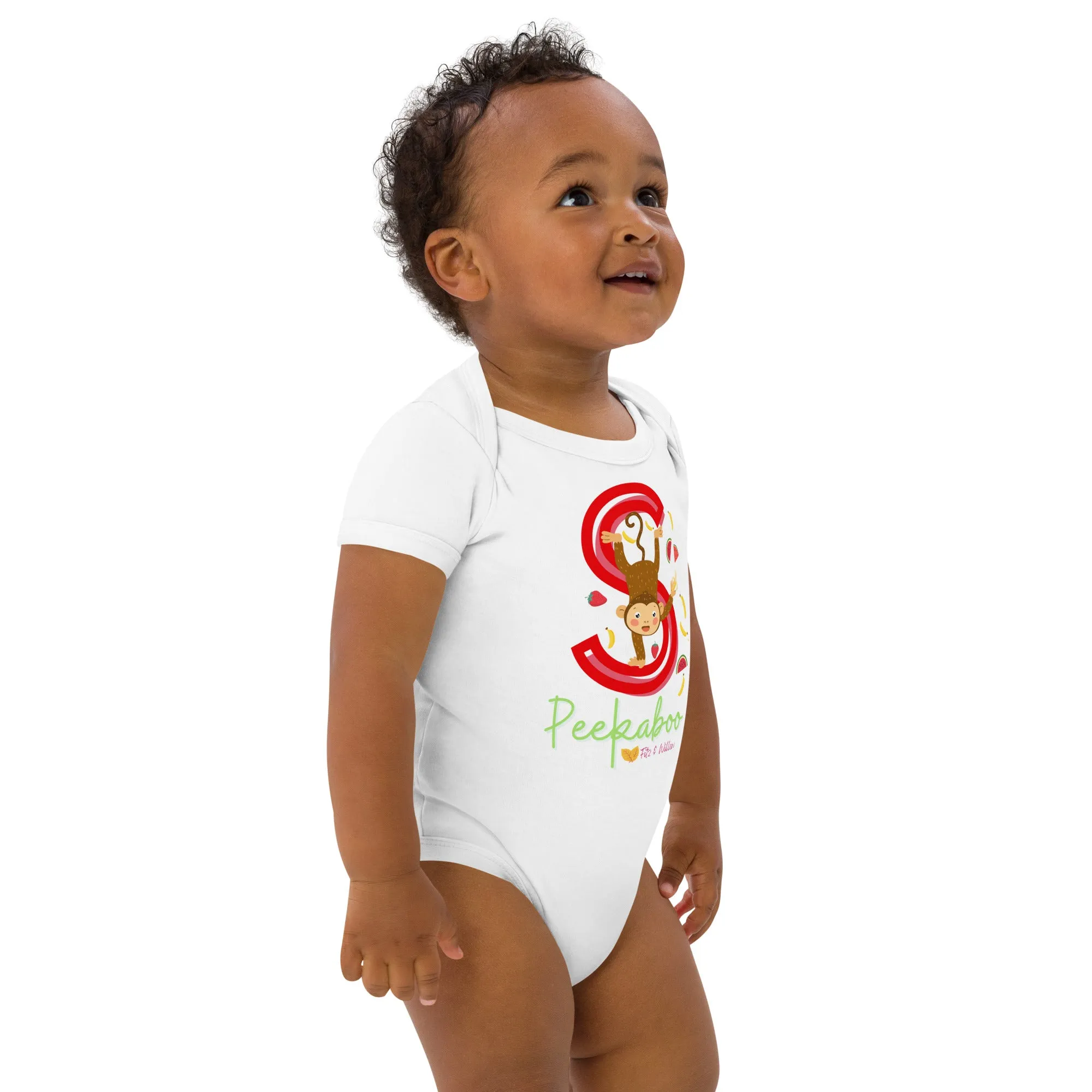 Organic cotton baby bodysuit, Letter S - Fitz & Willow