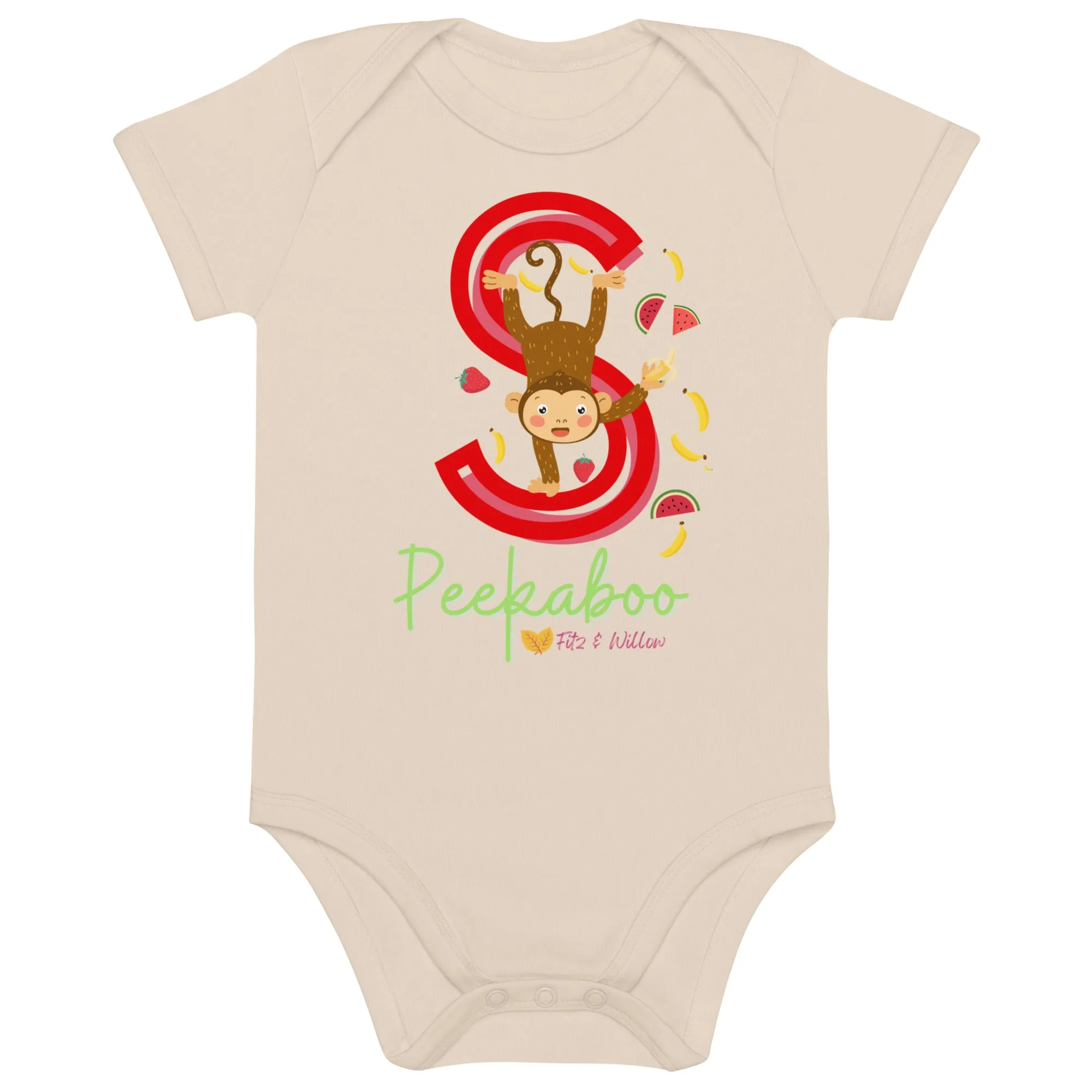 Organic cotton baby bodysuit, Letter S - Fitz & Willow