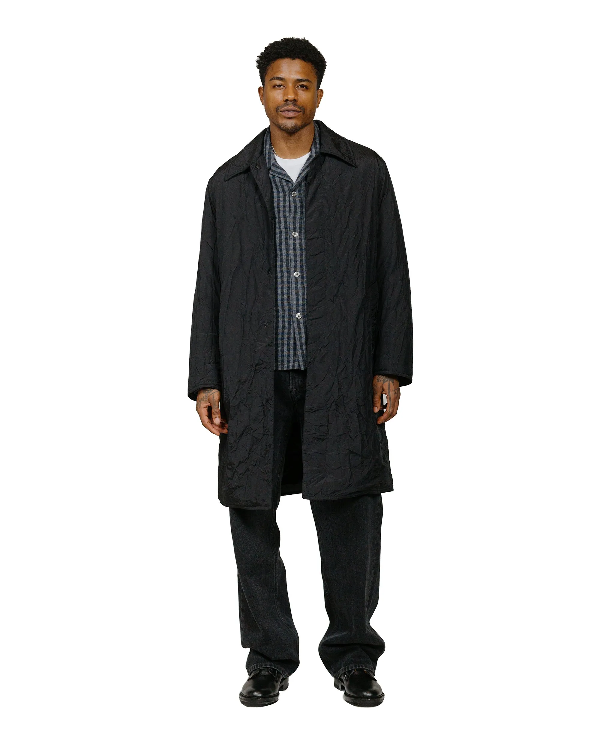 Our Legacy Blithe Coat Shining Black Crinkle Solaro