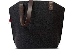 Pack & Smooch York 100% Merino Wool Felt Tote Bag with Vegetable Tanned Italian Leather Strap