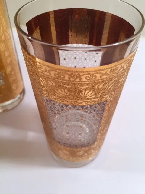 Pasinski Signed Mid-Century 22-Karat Gold Highball Glasses (Set of 8)