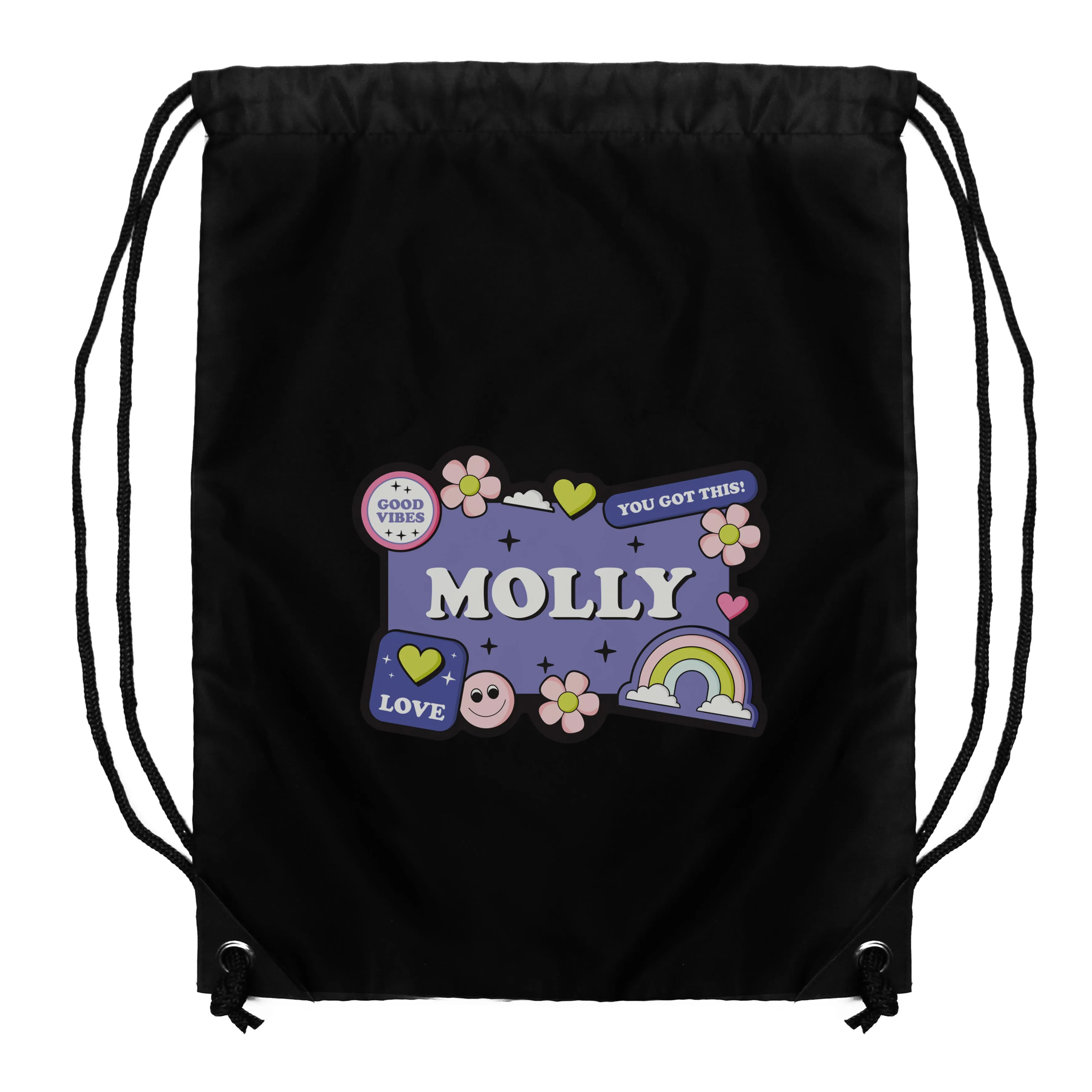 Personalised Good Vibes Black Kit Bag