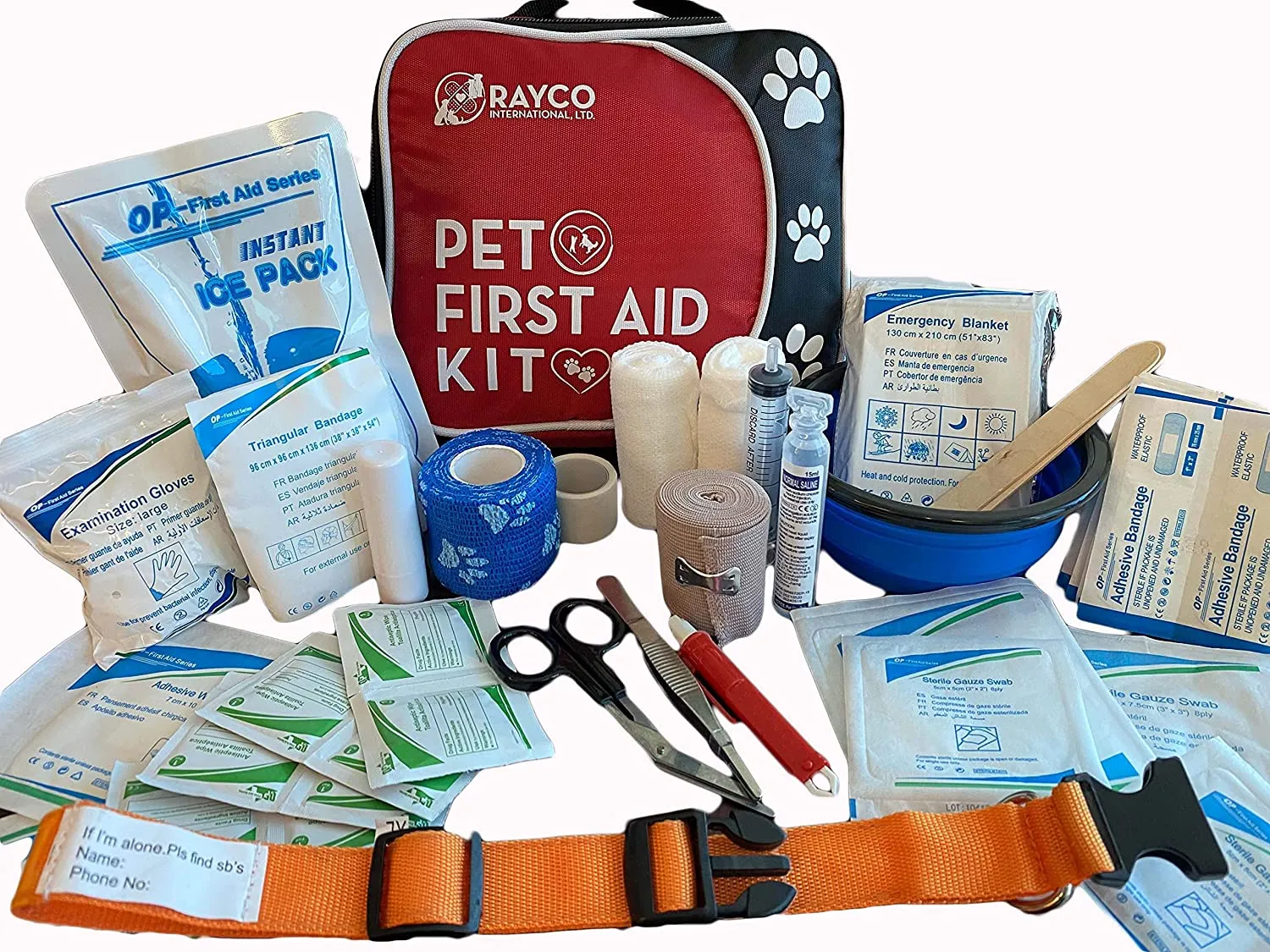 Pet First Aid Kit with LED Safety Collar (Adjustable)