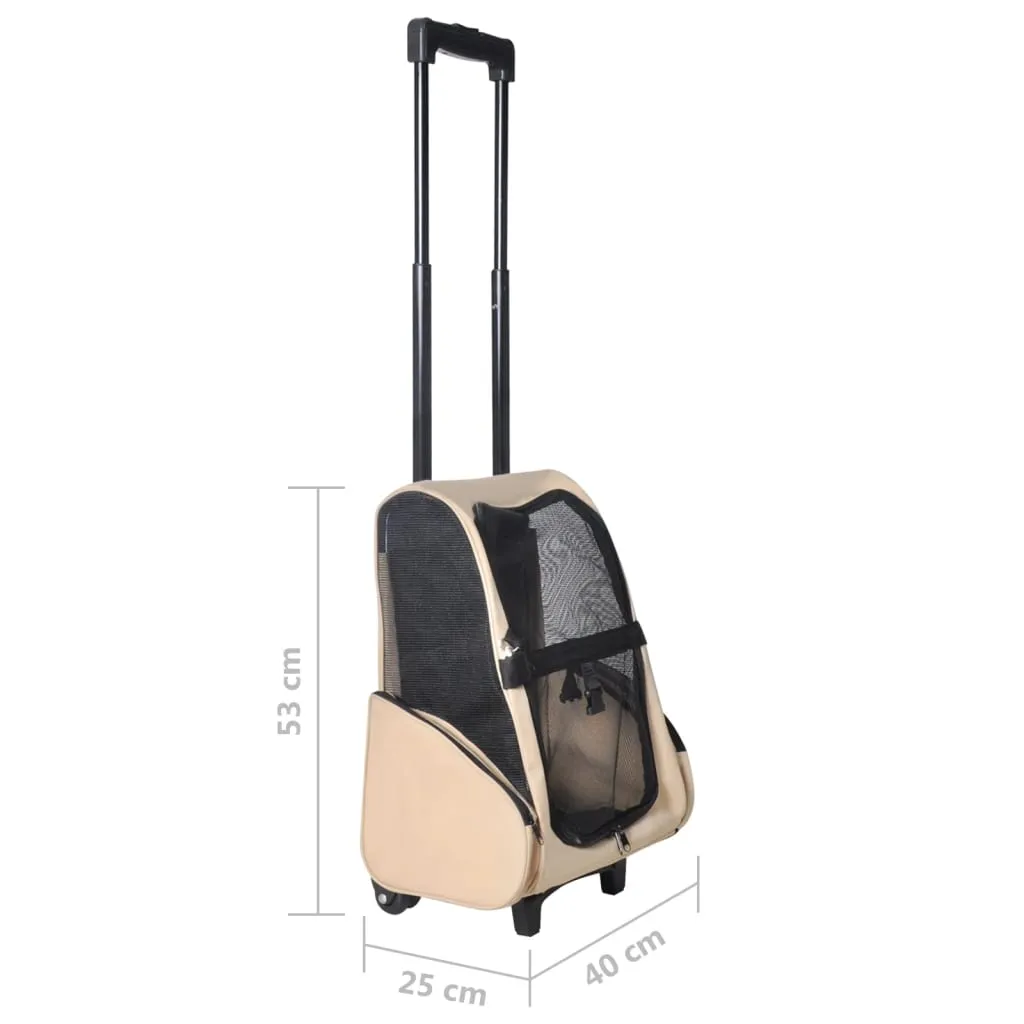 PET TROLLEY, Foldable Cat / Dog Carrier / Travel Stroller / Crate /Backpack Beige