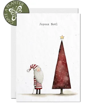 Plantable Christmas Card - Santa and Red Tree