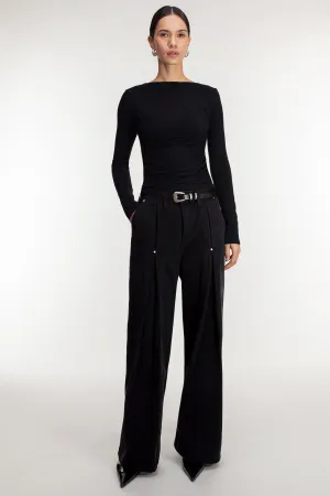 PLEATED PANTS WITH STUD DETAILS