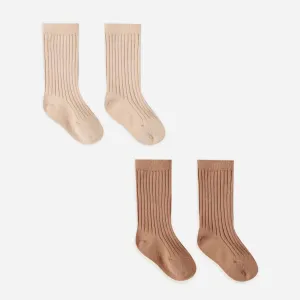 Quincy Mae - Organic Socks Set (2-pack) - Shell, Rose