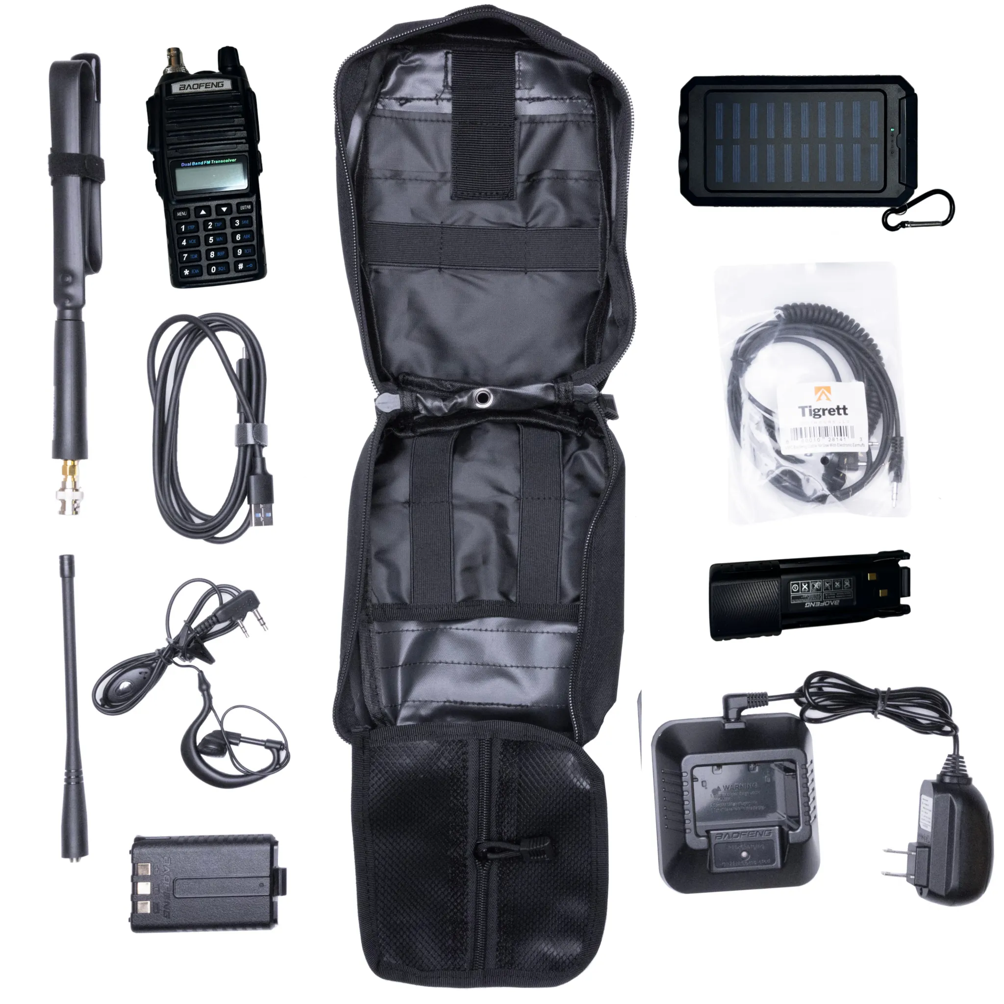 Radio Go Bag with Solar Charger and UV82HP Programmed Radio Bugout Kit