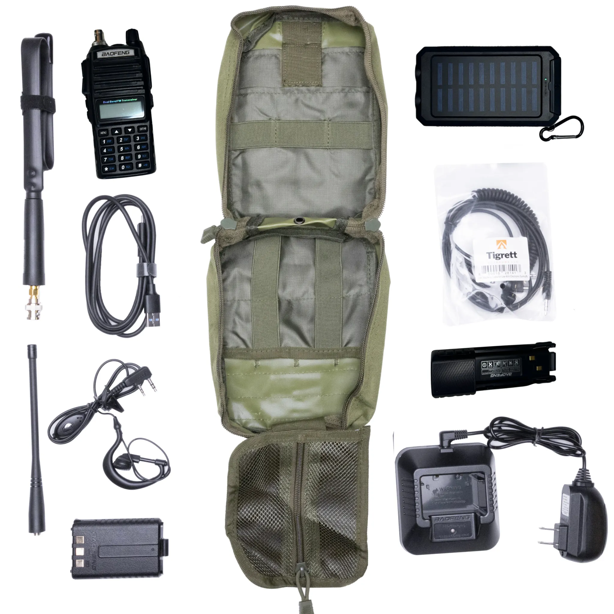 Radio Go Bag with Solar Charger and UV82HP Programmed Radio Bugout Kit