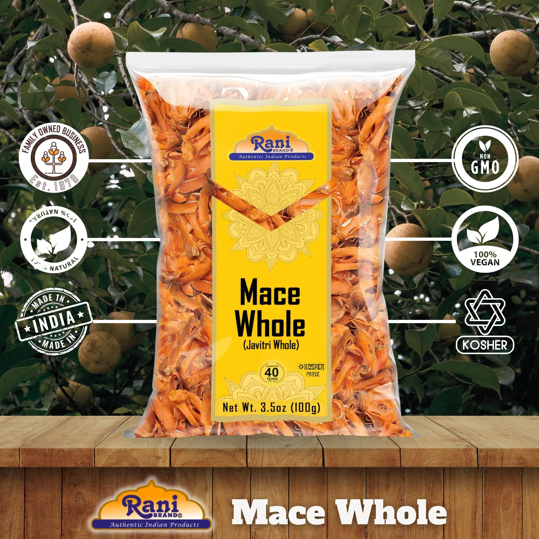 Rani Mace Whole (Javathri), Spice 3.5oz (100g) ~ All Natural | Vegan | Gluten Friendly | NON-GMO | Kosher | Indian Origin