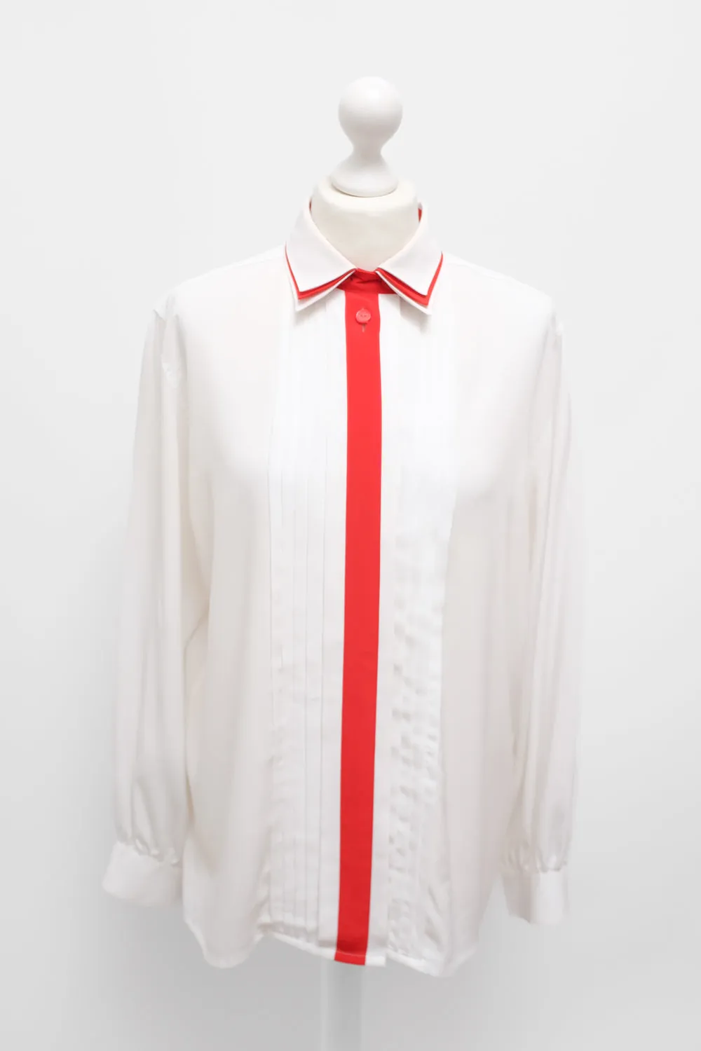 RED DETAILS TRIPLE COLLAR VINTAGE BLOUSE