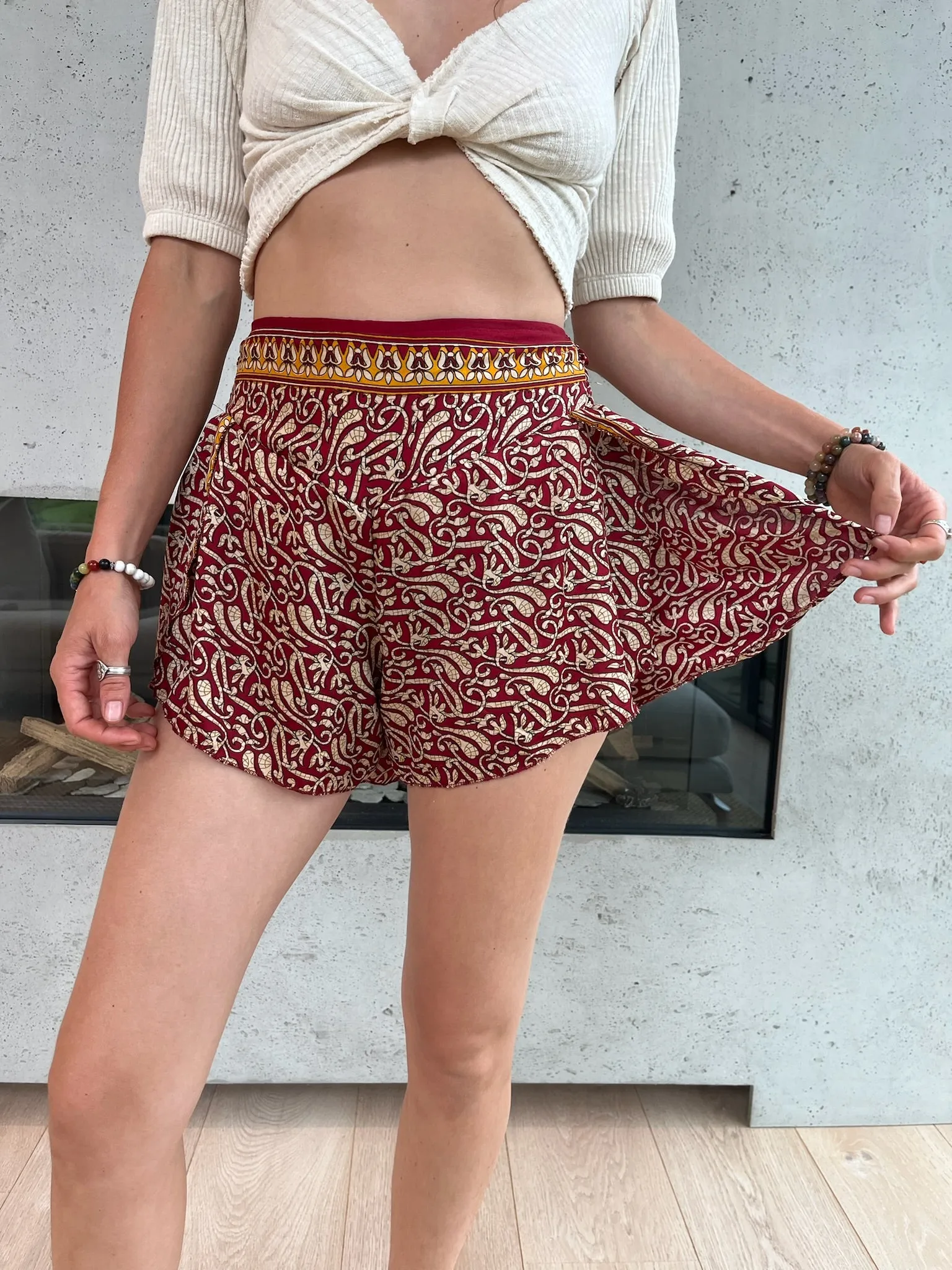 Retro Silk Shorts - Red