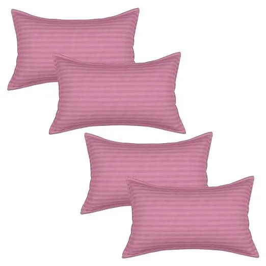 Rf Relaxfeel Microfibr Feeling Satin Stripe Fabric Bed Pillow for Sleeping Set of 2 Pink (20x30)