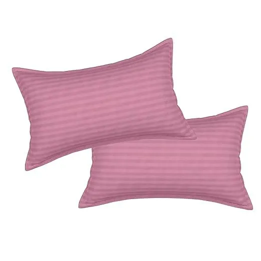 Rf Relaxfeel Microfibr Feeling Satin Stripe Fabric Bed Pillow for Sleeping Set of 2 Pink (20x30)