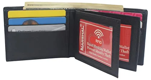 RFID Blocking Men's Wallet Thick Large Bifold 9 Cards and 3 ID Windows