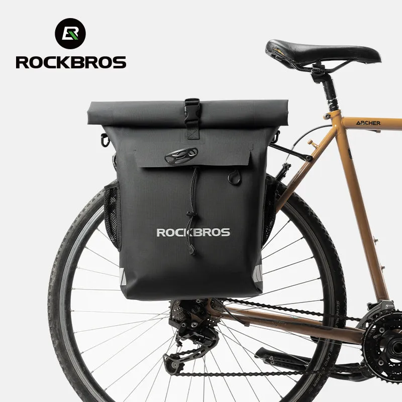 ROCKBROS Convertible Waterproof Bike Rack Bag 18L Adjustable Capacity Backpack Straps