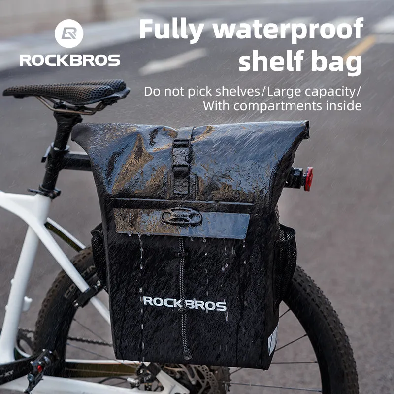 ROCKBROS Convertible Waterproof Bike Rack Bag 18L Adjustable Capacity Backpack Straps