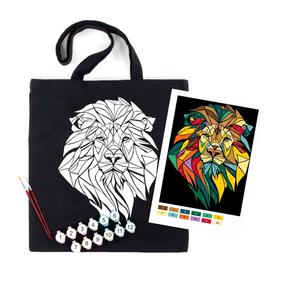 Rosa Talent Neon Lion - Black Shopper Coloring Kit. Ecobag Painting Kit, Cotton 0.03 lb/in2, 14.96*16.54 inches