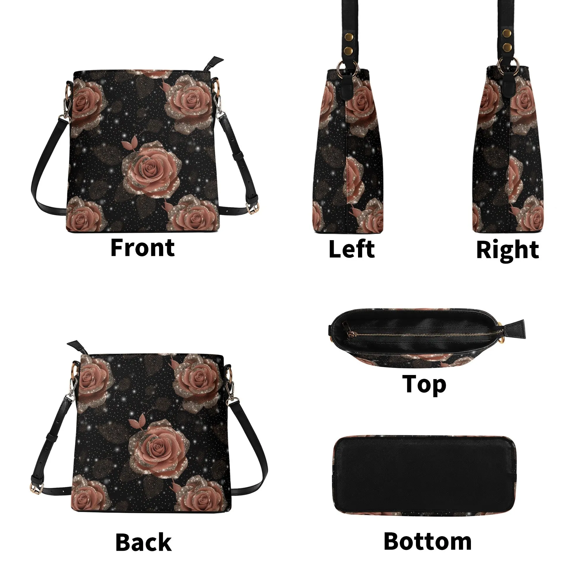 Rose Gold Petals - Bucket-Style Handbag