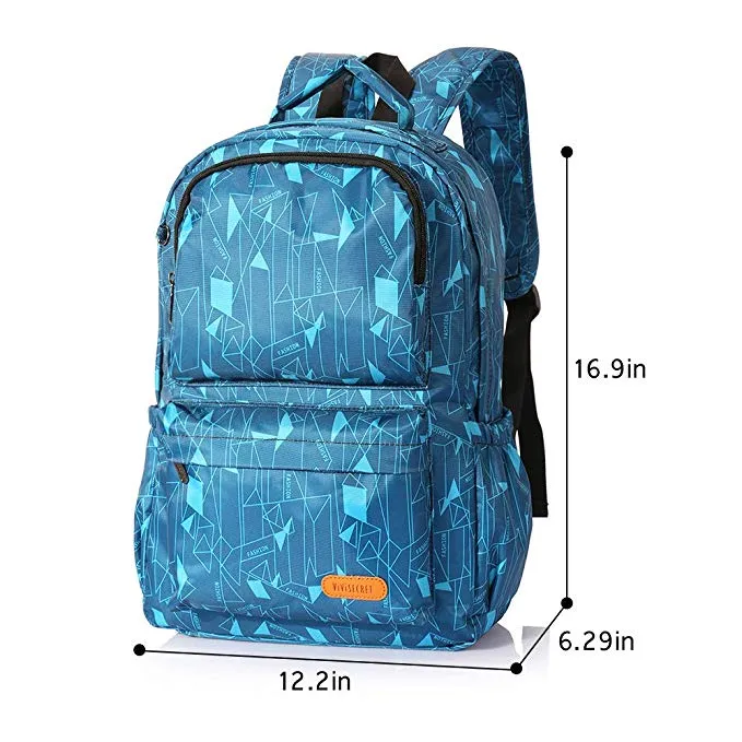 School Backpack Waterproof Lightweight Geometric Bag For Boys Girls