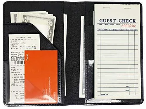 Server Book for Waitress, 4.7x7.5 Serving Book, Server Wallet, Waiter Book for Servers, Guest Check Holder Fit Apron Pocket (Black)