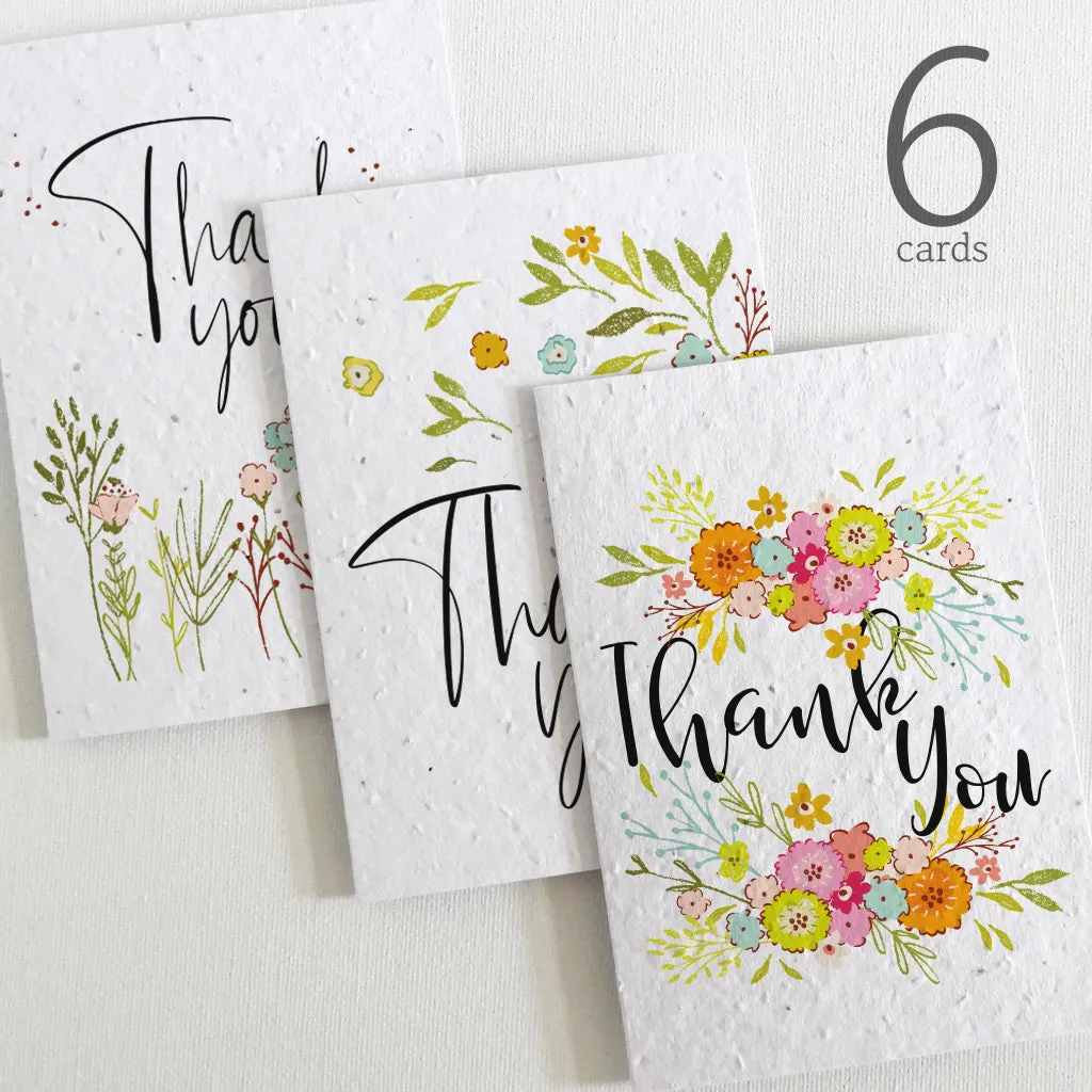 Set of 6 Plantable Thank You Cards - Flowers