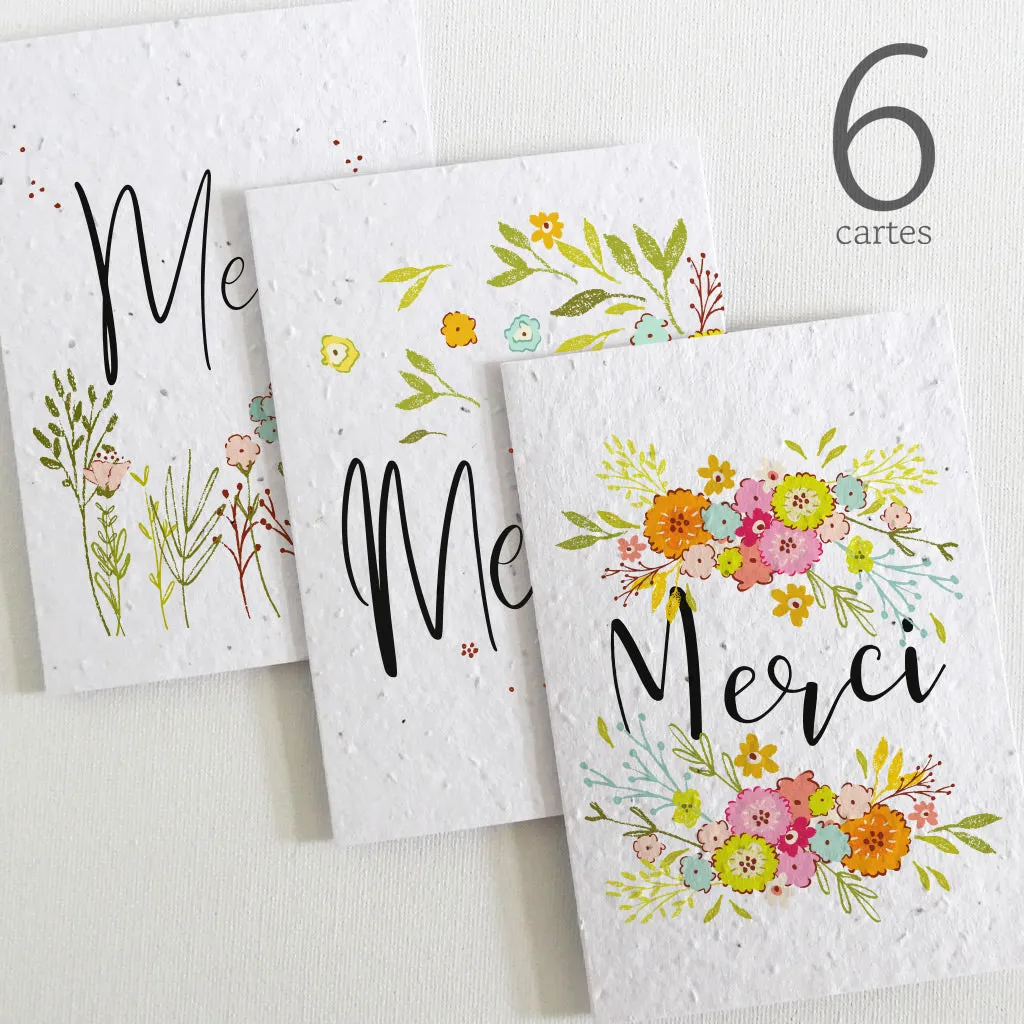 Set of 6 Plantable Thank You Cards - Flowers