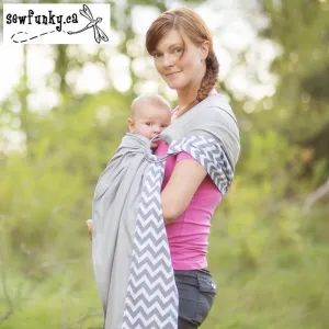 Sewfunky Designer Baby Sling Chevron on Cloud Grey  #SF013