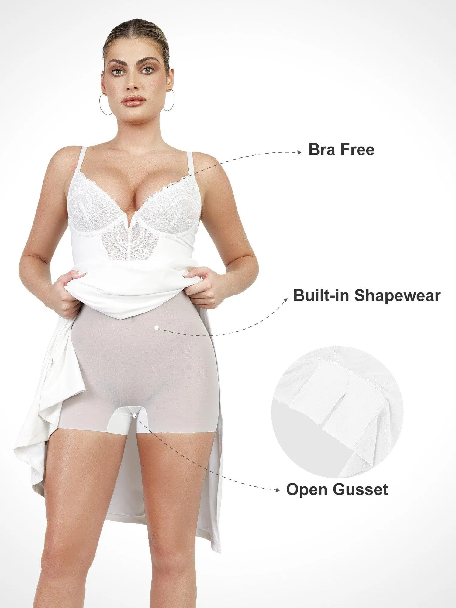 Shapewear Lace Dress Sheer Mesh Cover-Up Set