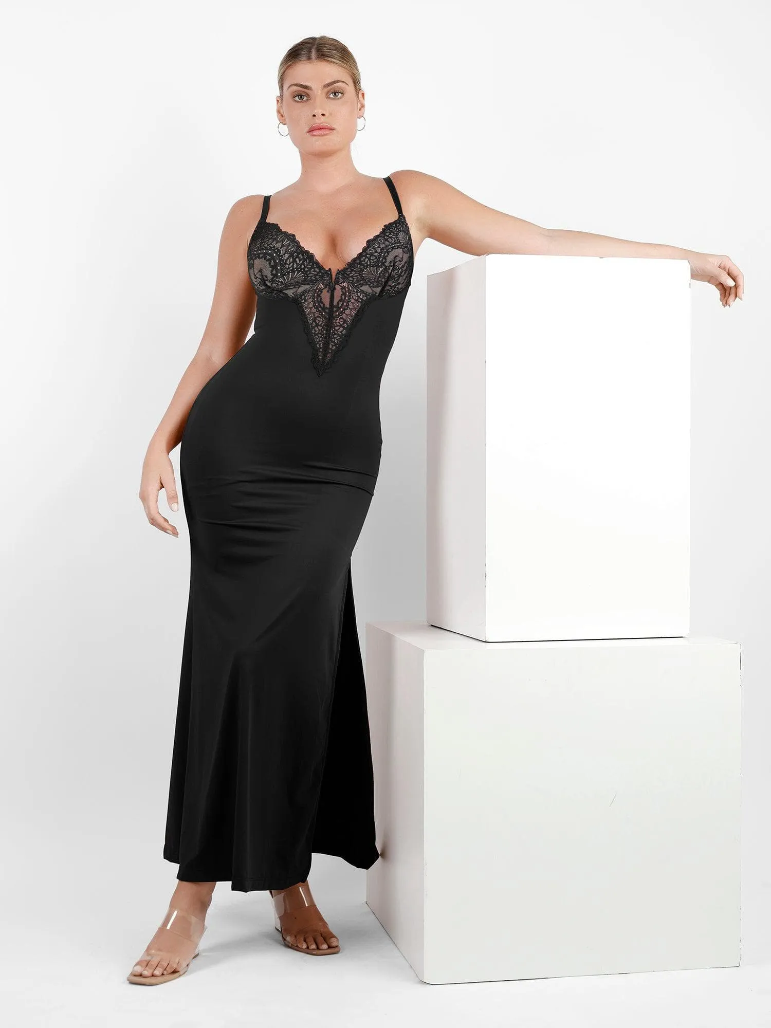 Shapewear Lace Dress Sheer Mesh Cover-Up Set