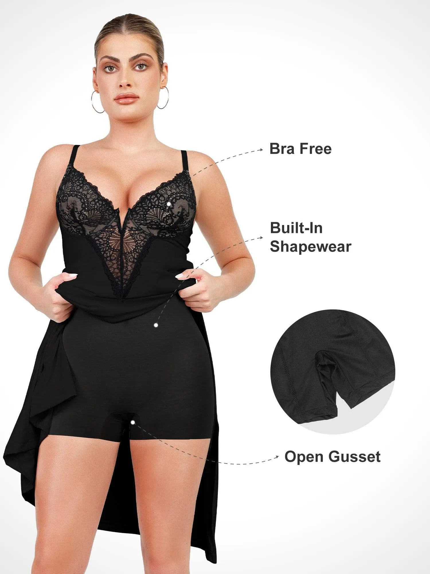 Shapewear Lace Dress Sheer Mesh Cover-Up Set