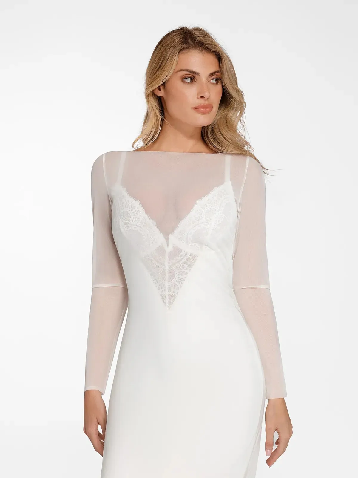 Shapewear Lace Dress Sheer Mesh Cover-Up Set