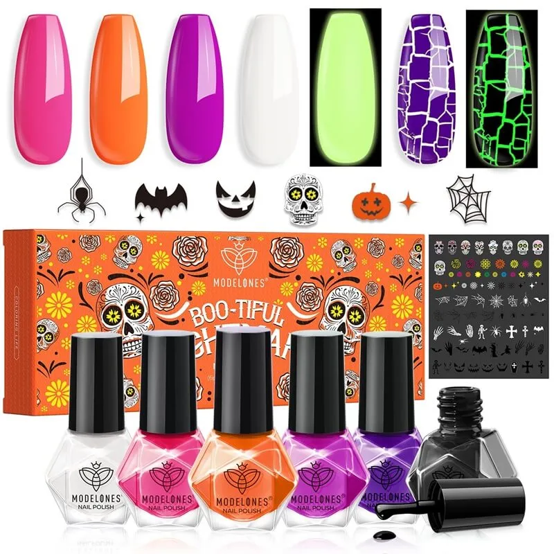 Shattered Mask - 6 Colors Halloween Cracked Nail Polish Mini Set 5ml