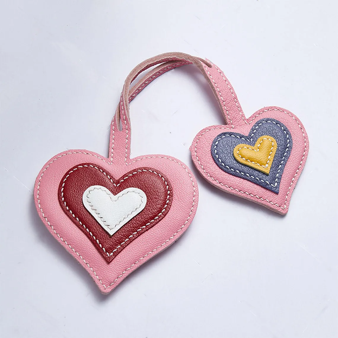 Sheep Leather Double Heart Bag Charm DIY Kit