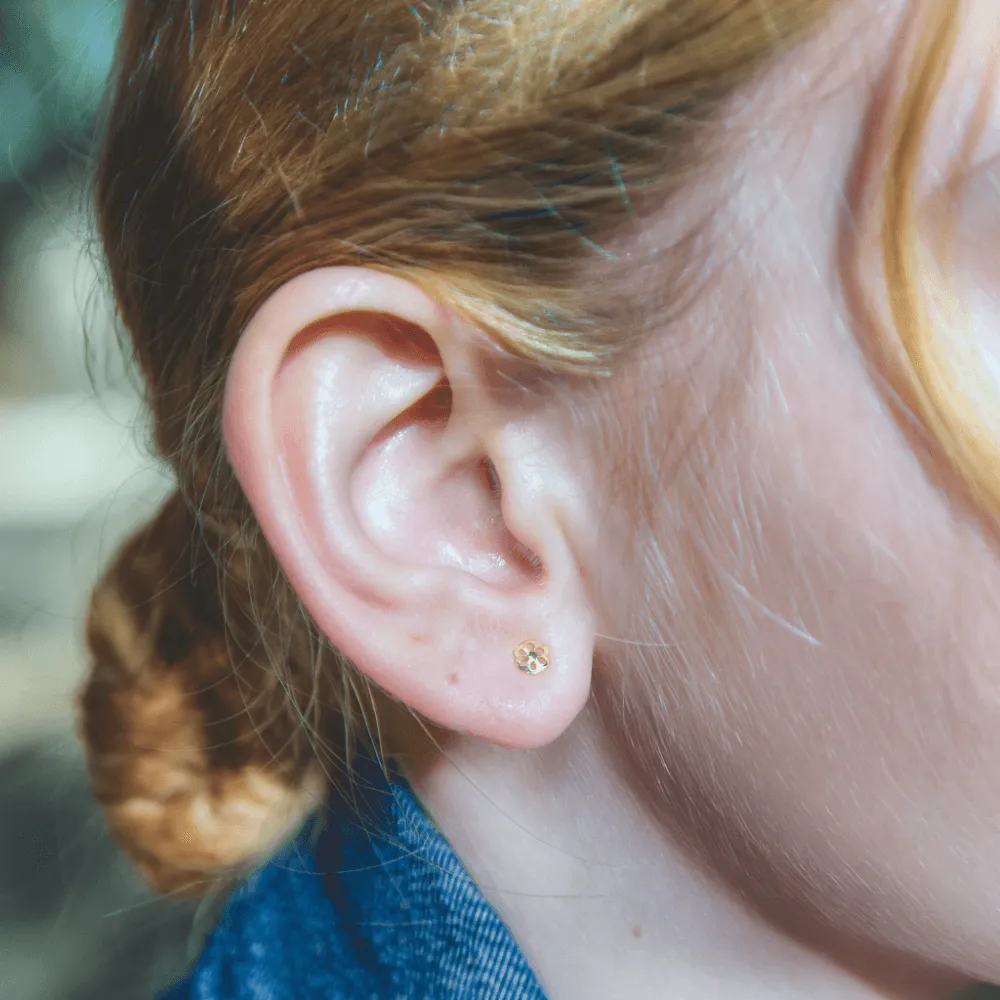 Shining Gold Plum Blossom Stud Earrings