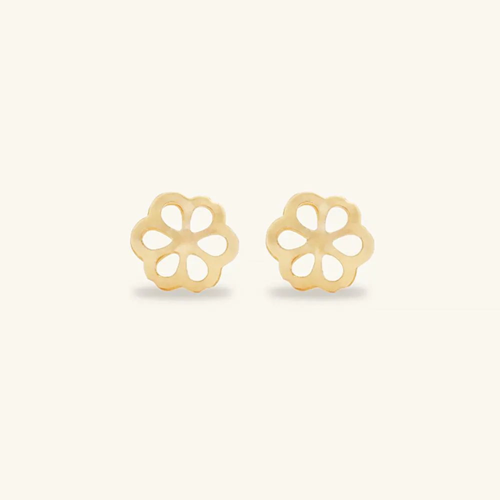 Shining Gold Plum Blossom Stud Earrings